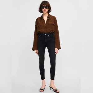 zara premium denim black high jeans